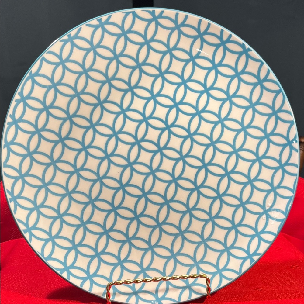 Geometric Blue and White Dinner Plate